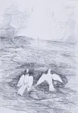 Peter Bartoš, Let k božej pravde, 2009, kresba perom na papieri