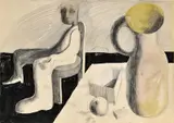 Milan Paštéka, Zátišie, 1979, ceruza, tuš na papieri