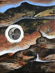 Daniel Brunovský, Mesiac, 2011, tuš, olej, papier na plátne