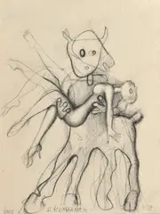 Vladimír Kompánek, Únos /Kentaur/, 1979, ceruza na papieri