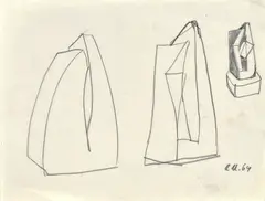 Rudolf Uher, Návrhy na sochy, 1969, kresba ceruzou na papieri