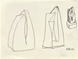 Rudolf Uher, Návrhy na sochy, 1969, kresba ceruzou na papieri