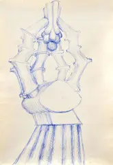 Andrej Rudavský, Zvonička, 1969, kresba perom na papieri