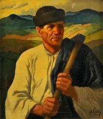 Gejza Salay, Drevorubač, 1933, olej na plátne