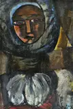 Štefan Cpin, Žena v šatke, okolo 1960, olej na kartóne