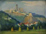 Jozef Satin, Trenčiansky hrad, 1943, olej na plátne, dublované na kartóne