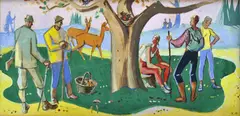 Karol Ondreička, V lese, okolo 1960, tempera na papieri