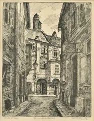 Ľudovít Križan, Zámočnícka ulica, 1952, litografia na papieri