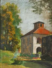 Viktor Krupec, V kaštieľskom parku, okolo 1935, pastel na papieri