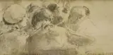Kővári-kačmarik Szilárd, V kaviarni, 1904, kresba ceruzou na papieri
