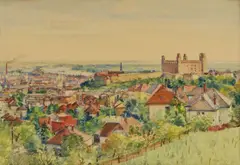 Gustáv Lerchner, Pohľad na Bratislavský hrad, 1941, akvarel na papieri