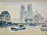Imro Weiner-Kráľ, Notre Dame, 1969, akvarel na papieri