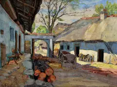 Martin Benka, Na dvore, okolo 1914, olej na kartóne