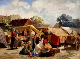 Gyula Gyertyányi-németh, Na súkennom trhu, okolo 1930, olej na plátne