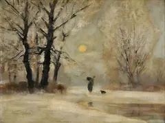 – Kovács László Kézdi, S raždím, okolo 1910, olej na plátne