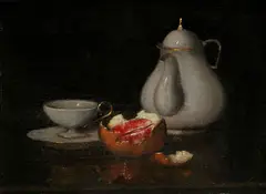 Lajos Nándory, Zátišie s melónom, okolo 1920, olej na dreve