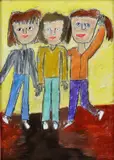 Horalová Barbora, Tri kamarátky, 2010, pastel na papieri