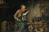 Hermann Armin Kern, Pri čítaní novín, okolo 1900, olej na dreve