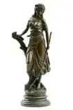 C. Mirval, Pastierka s kyticou kvetov, neskoršia edícia, bronz, mramorový podstavec