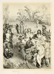 Hostina by Max Švabinský, okolo 1950, litografia na papieri, sold Mar 2011