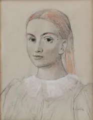 Aurel Kajlich, Dievča, okolo 1930, kresba uhľom, farebnými ceruzami na papieri