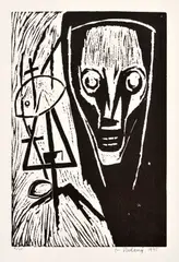Vdova by František Studený, 1945, linoleoryt na papieri, sold Dec 2010
