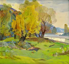 Na rieke Uh by Anton Kashshay, 1982, olej na plátne, sold Dec 2010