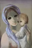 Edita Spannerová, Matka s dieťaťom, 1987, pastel na papieri