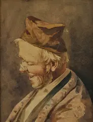 Hermann Armin Kern, Smejúci sa starec, 1897, akvarel na papieri