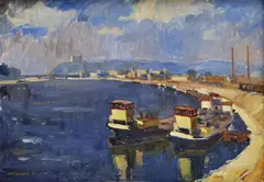 Martin Tvrdoň, Bratislavský prístav, 1961, olej na plátne