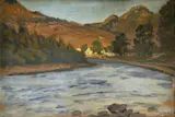 Nándor Katona, Pri rieke Poprad, 1917, olej na preglejke