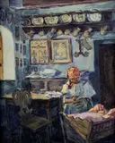 Gustáv Mallý, Uspávanka, okolo 1930-35, olej na plátne