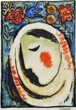 Mikuláš Galanda, Hlava ženy s kvetmi, okolo 1937-38, akvarel, tuš na papieri