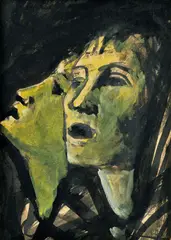 Štúdia hláv by Ján Mudroch, 1953, tuš, akvarel na papieri, sold Dec 2010