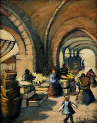 Mestský trh v Prahe by Ján Želibský, 1939, olej na plátne, sold Dec 2010