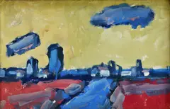 Július Lörincz, Krajina zo Žitného ostrova, okolo 1975, olej na plátne