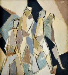 Martinčeková Ester Šimerová, Chodci, 1980, olej na kartóne