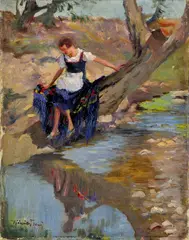 Jenő Kárpáthy, Pri potoku, okolo 1920, olej na plátne, dublované