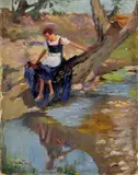 Jenő Kárpáthy, Pri potoku, okolo 1920, olej na plátne, dublované