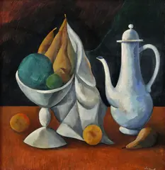 Olga Sacharoff, Kubistické zátišie, okolo 1920, olej na papieri