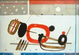 Vladimír Kompánek, Červený koník (Zima), 1988, olej na