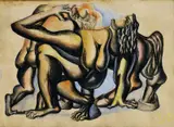 Milan Mravec, Únos, okolo 1965-70, kresba farebnými pastelovými ceruzami na papieri