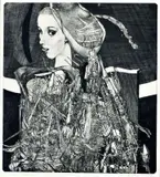 Karol Ondreička the Younger, Veľká Dulcinea, 1982, lept, suchá ihla na papieri, autorská tlač