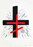 Rudolf Sikora, Z cyklu Hrob suprematistu II., 1994, farebná serigrafia na papieri