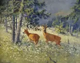 Karl Sovanka, Srnka a srnec, okolo 1925, olej na plátne