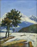 Karl Sovanka, Zima pod Tatrami, okolo 1930, olej na plátne