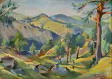 Géza Angyal, Kremnické hory, 1942, olej na kartóne