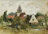 Géza Angyal, Dedinka, 1909, akvarel na papieri
