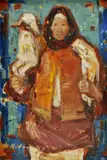 Žena s barancom by Mária Medvecká, 1974, olej na plátne, sold Oct 2010