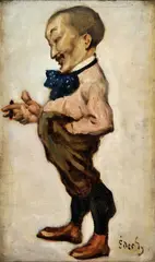 Gyula Éder, Karikatúra umelcovho advokáta, okolo 1930, olej na plátne